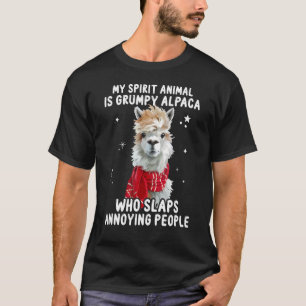 T-shirt Mon Esprit Animal Est Grumpy Alpaca Qui Lève Annoy