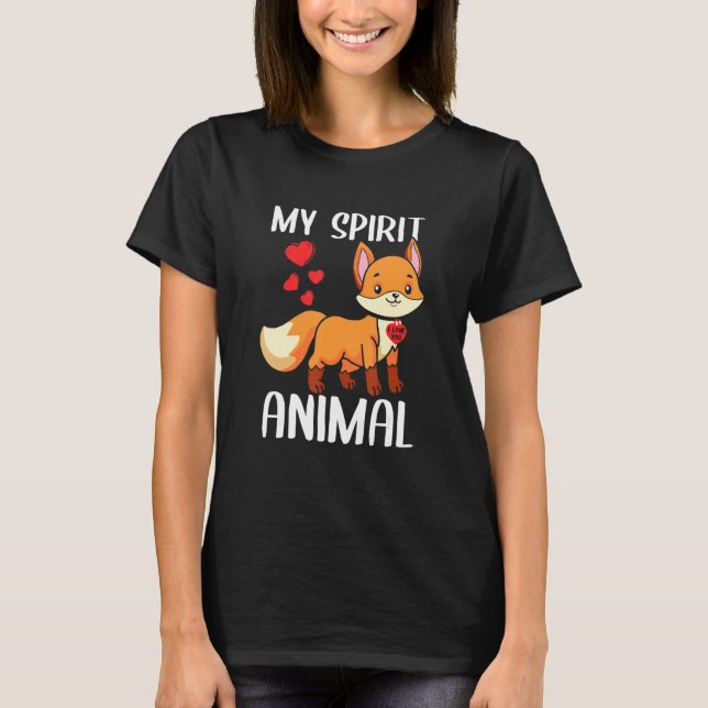 T-shirt Mon Esprit Animal Fox Je T'Aime Coeur Valentines D (Devant)