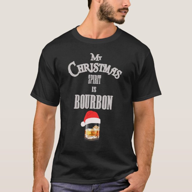 T-shirt Mon Esprit De Noël Est Bourbon Amusant Boire Sant (Devant)