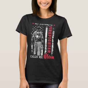 T-shirt Mon Favori Pompier M'Appelle Maman Usa Flag Moth