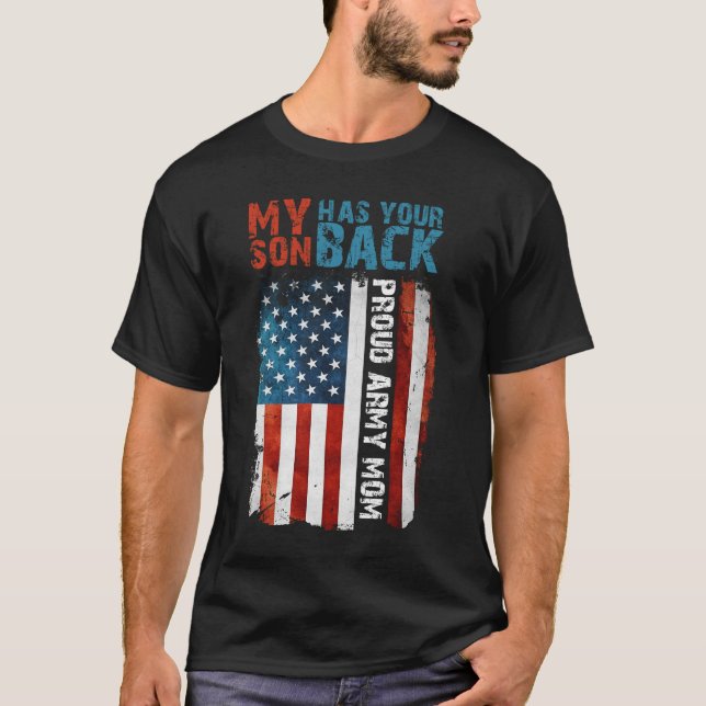 T-shirt Mon Fils A Ton Dos - Mère Militaire Fière Armée (Devant)