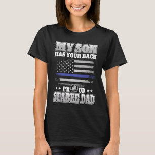 T-shirt Mon fils a votre dos Fier père Seabee Militaire Gi