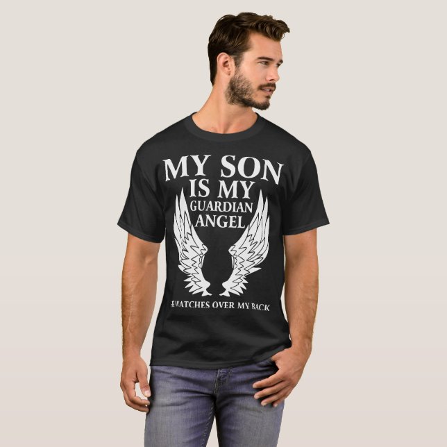 T-shirt mon fils est mon ange gardien qu'il observe (Devant entier)