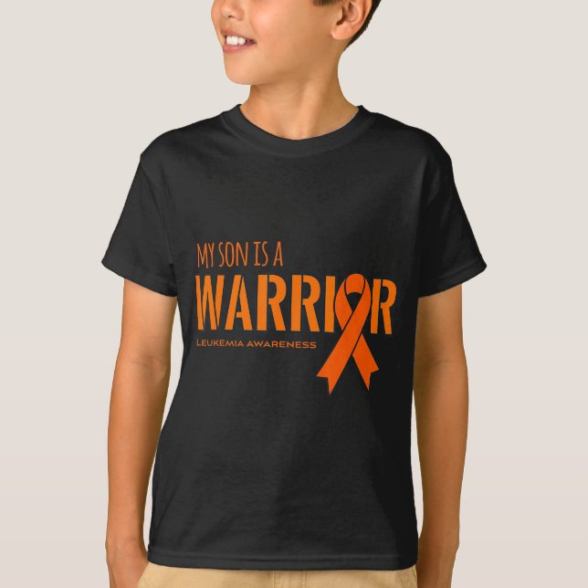 T-shirt Mon fils est un guerrier Leucémie Cancer Sensibili (Devant)