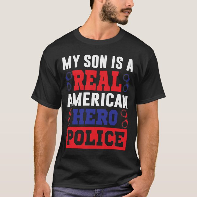 T-shirt Mon Fils Est Un Véritable Héros Policier Américain (Devant)