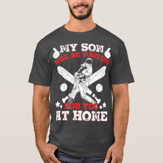 T-shirt Mon fils vous attendra à la maison Baseball