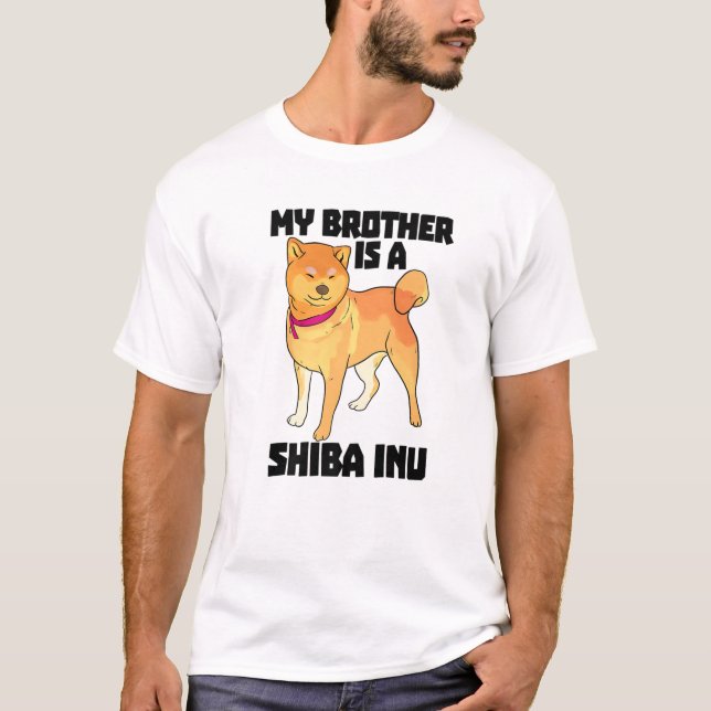 T-shirt Mon Frère Est Shiba Inu Drôle Femmes Chasse Chien  (Devant)