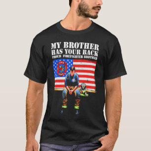 T-shirt Mon frère vous soutient fier frère pompier