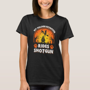 T-shirt Mon Golden Retriever Chien Ride Sorcière Shotgun H
