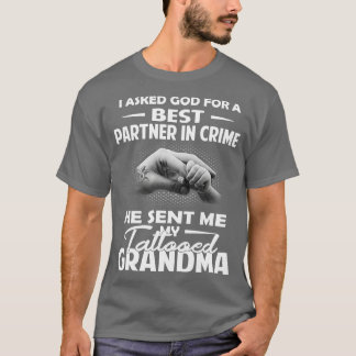 T-shirt Mon Grand-Mère Tatouée Meilleur Partenaire Dans Le