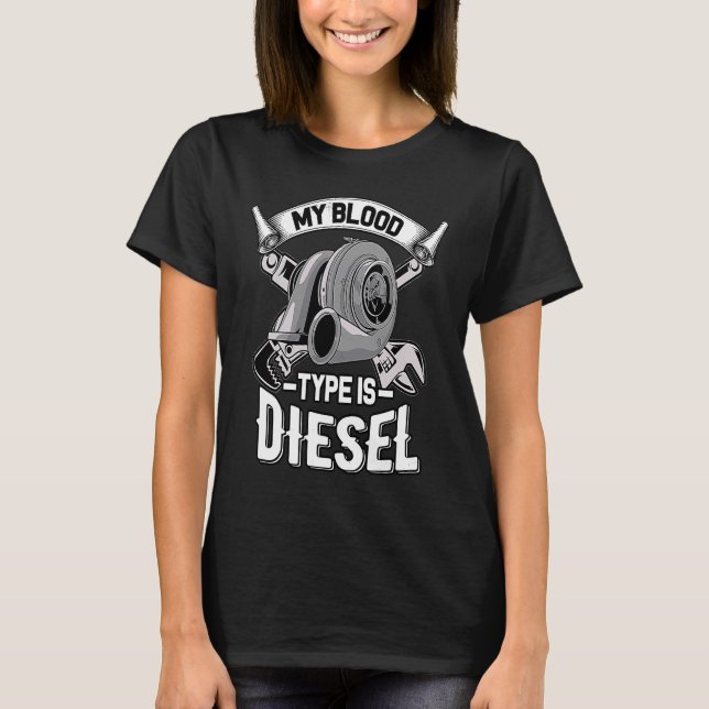 T-shirt Mon groupe sanguin est Diesel Turbo Diesel Mechani (Devant)
