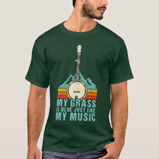 T-shirt Mon herbe est bleu comme ma musique Bluegrass Banj
