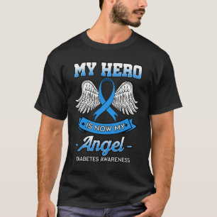 T-shirt Mon Héros Est Maintenant Mon Angle Diabète Bleu Ke