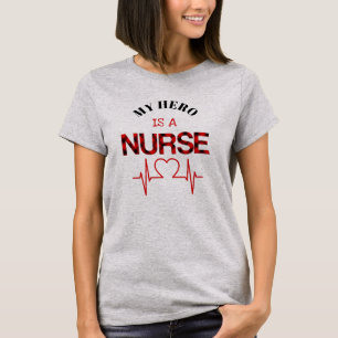 T-shirt Mon héros est une infirmière Plaid Cardiogramme T-