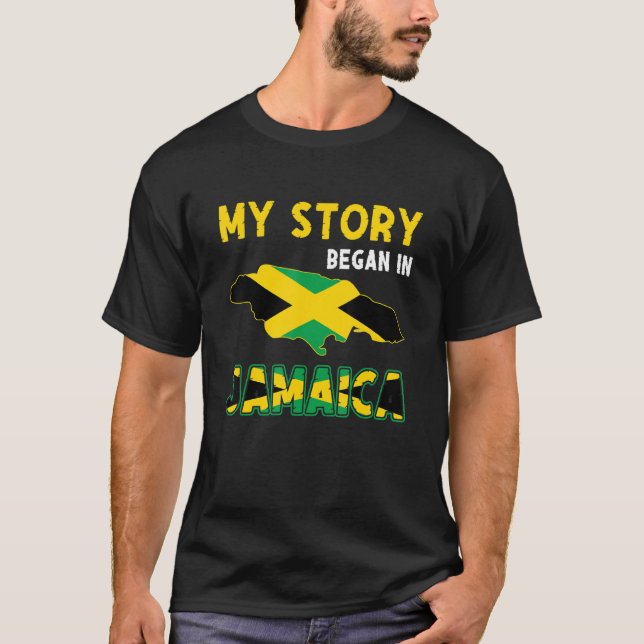 T-shirt Mon Histoire A Commencé En Jamaïque Flag Pride Jam (Devant)