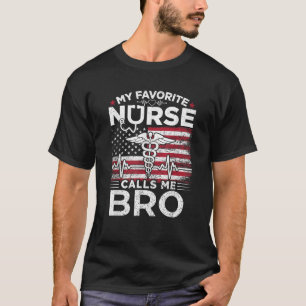 T-shirt Mon infirmière préférée m'appelle Bro USA Flag Nur