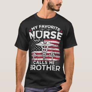 T-shirt Mon infirmière préférée m'appelle Brother USA Flag