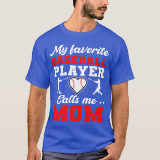 T-shirt Mon Joueur De Baseball favori m'appelle Maman TShi