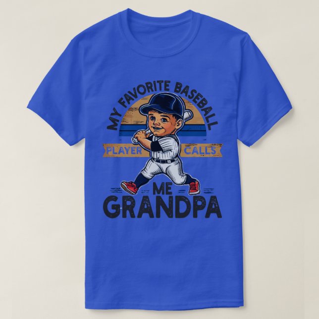 T-shirt Mon Joueur De Baseball Préféré M'Appelle Grand-Pèr (Design devant)