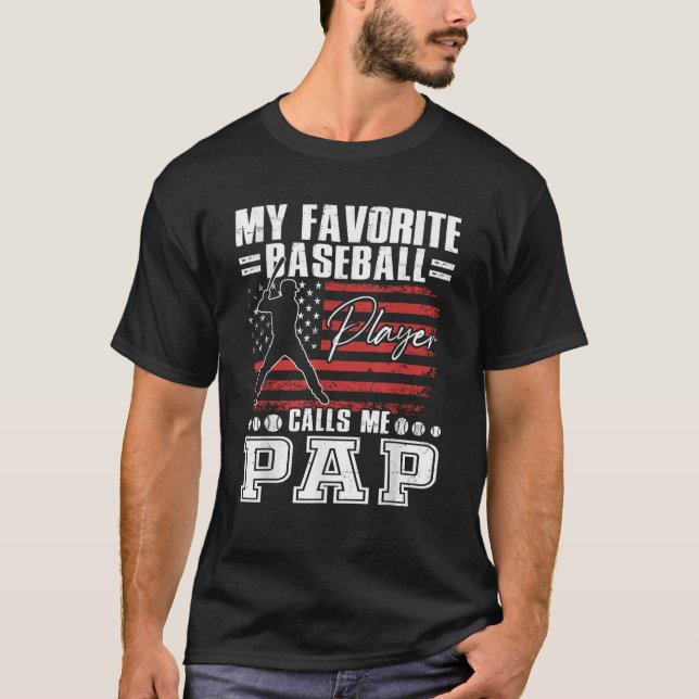 T-shirt Mon Joueur De Baseball Préféré M'Appelle Pap Ameri (Devant)