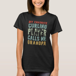 T-shirt Mon Joueur De Curling Favori M'Appelle Grand-Père