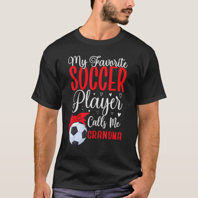 T-shirt Mon joueur de football favori m'appelle grand-mère (Devant)