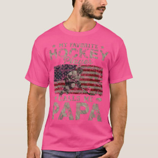 T-shirt Mon Joueur De Hockey Favori M'Appelle Papa D