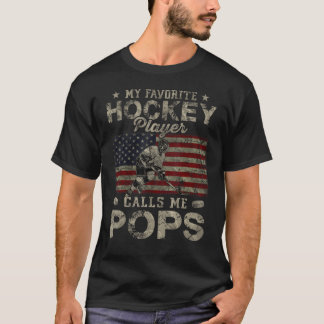 T-shirt Mon joueur de hockey préféré m'appelle Pops Fête d