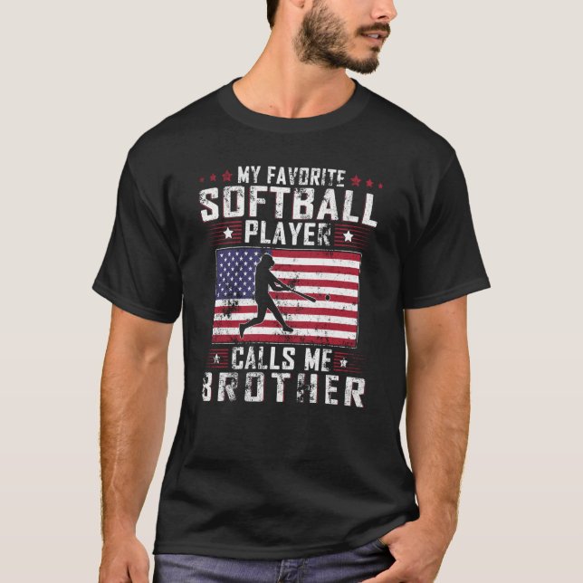 T-shirt Mon Joueur De Softball Favori M'Appelle Frère Fath (Devant)