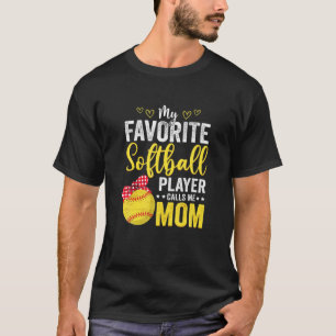 T-shirt Mon Joueur De Softball Favori M'Appelle Maman Soft
