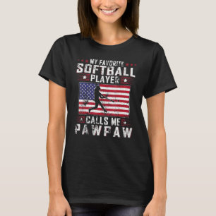 T-shirt Mon Joueur De Softball Favori M'appelle Pawpaw F
