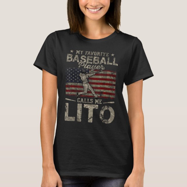 T-shirt Mon joueur favori de baseball m'appelle Lito Père  (Devant)