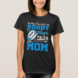 T-shirt Mon Joueur Favori De Rugby M'Appelle Maman Mères M