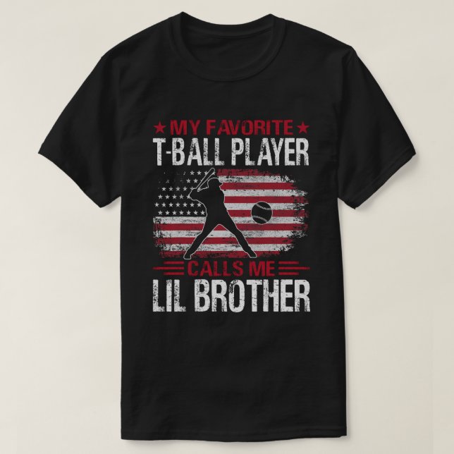 T-shirt Mon Joueur Favori De T-Ball M'Appelle LIL BROTHER  (Design devant)