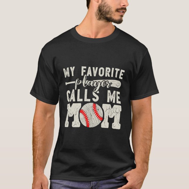 T-shirt Mon Joueur Favori M'Appelle Maman Baseball Cheer M (Devant)