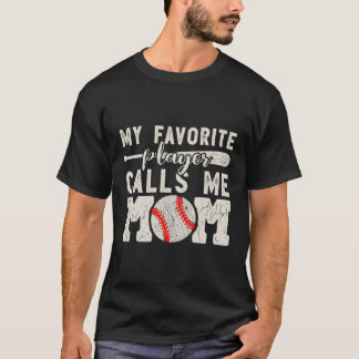T-shirt Mon Joueur Favori M'Appelle Maman Baseball Cheer M