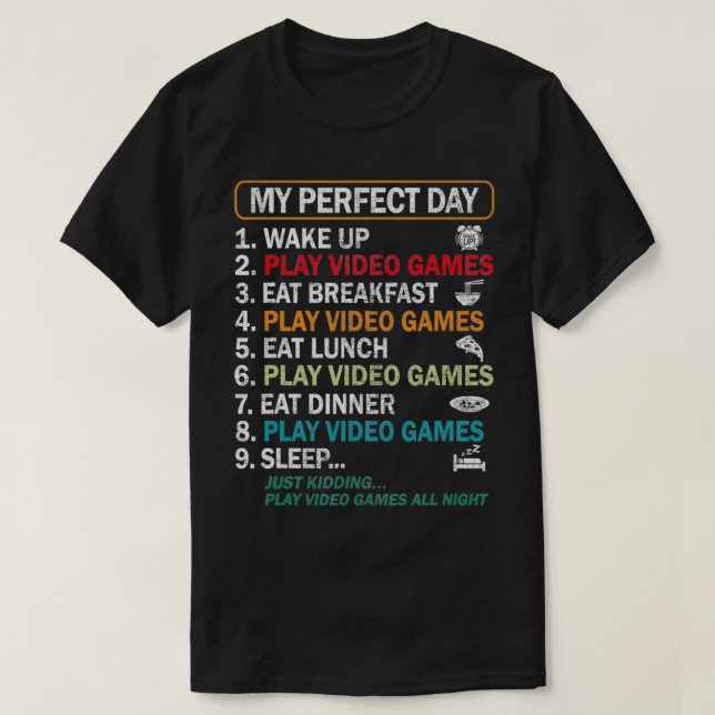 T-shirt Mon Jour Parfait Jeux Vidéo Joueur Drôle Garçons C (Design devant)