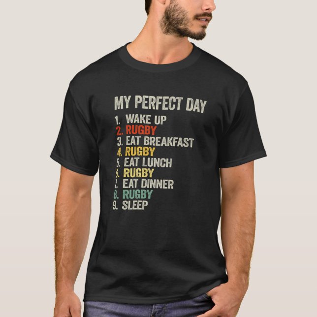 T-shirt Mon Jour Parfait Joueur De Rugby Drôle Aimer Rugby (Devant)