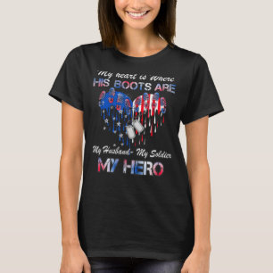 T-shirt Mon Mari Mon Soldat Mon Héros Vétéran Militaire