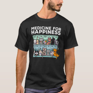 T-shirt Mon médicament pour le bonheur appelé Chats tous l