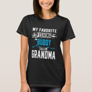 T-shirt Mon meilleur compagnon de pêche m'appelle grand-mè