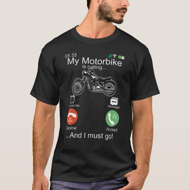 T-shirt Mon Moto Appelle L'Écran Téléphone Mobile (Devant)