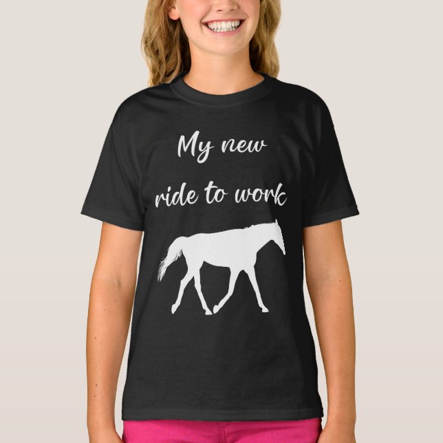 T-shirt Mon nouveau voyage au travail en cheval drôle (Devant)