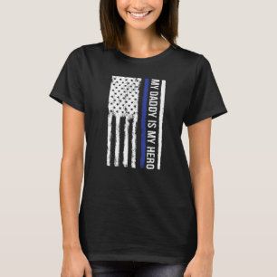 T-shirt Mon papa est mon héros fils fille soutien police D