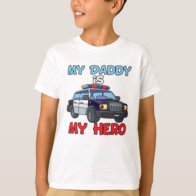 T-shirt Mon Papa Est Mon Héros Police (Devant)