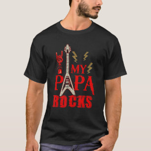 T-shirt Mon Papa fait du Rock  Famille Guitare Rock  Fête 