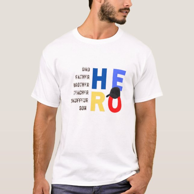 T-shirt Mon papa le père héros enseignant chauffeur fils (Devant)