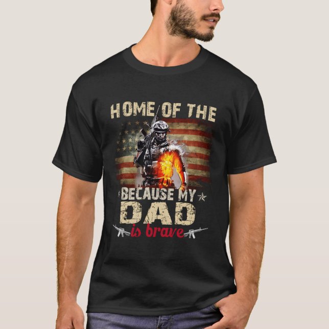 T-shirt Mon Père Est Courageux À La Maison De L'Armée Fièr (Devant)