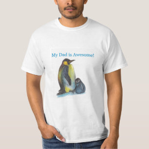 T-shirt Mon père est super pingouins Blanc