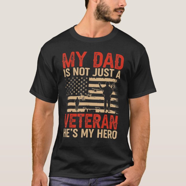 T-shirt Mon père n'est pas seulement un vétéran Il est mon (Devant)
